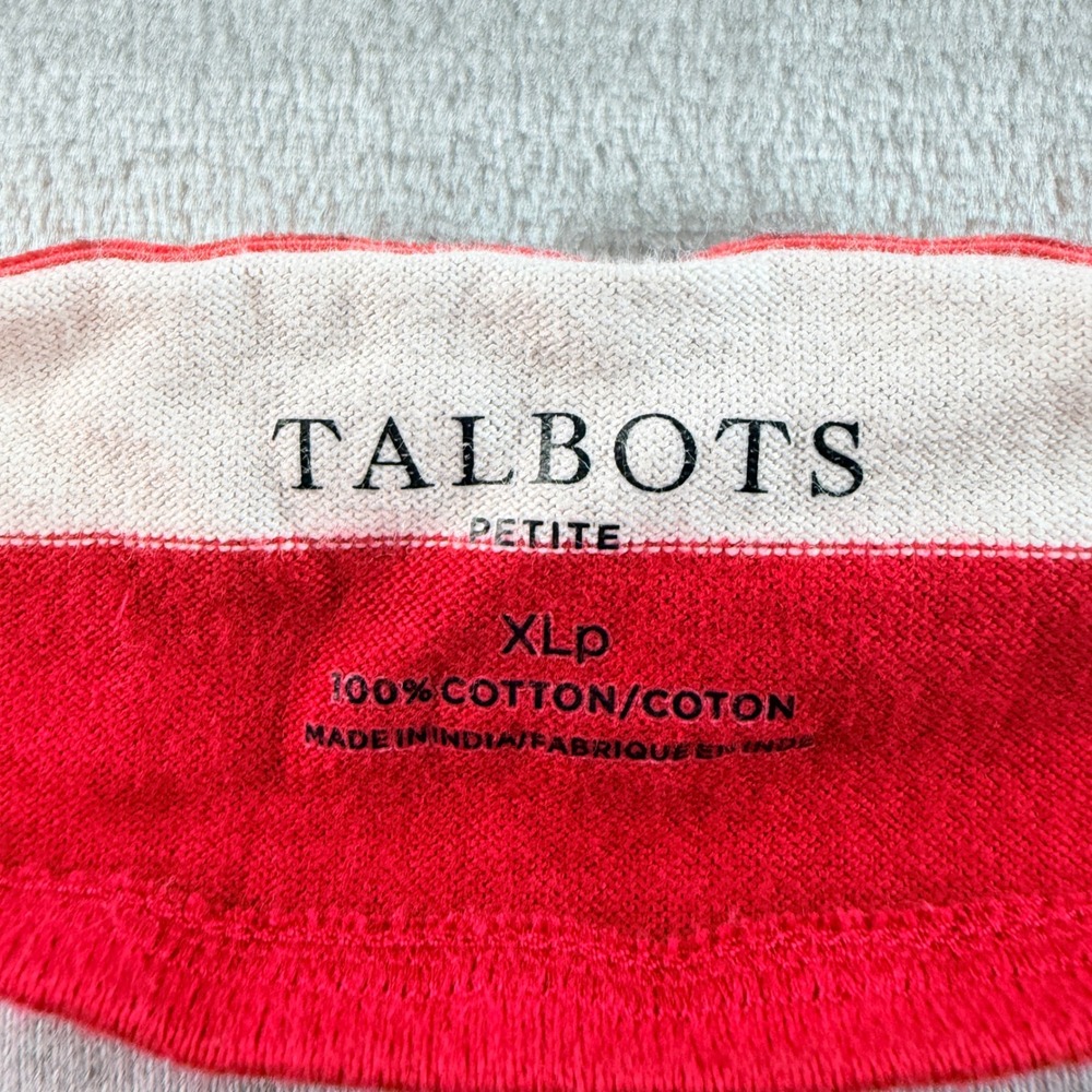 Talbots Women's XL Petite Authentic Striped Long Sleeve Tee Red White - Picture 4 of 8